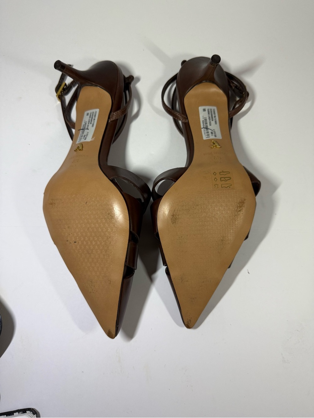 Arezzo Brown Leather Pointed Woven Slingback Flats size 8 - Picture 6 of 6